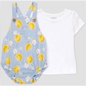 3m baby carters lemon 2 pc set romper overalls bubble boho target nwt